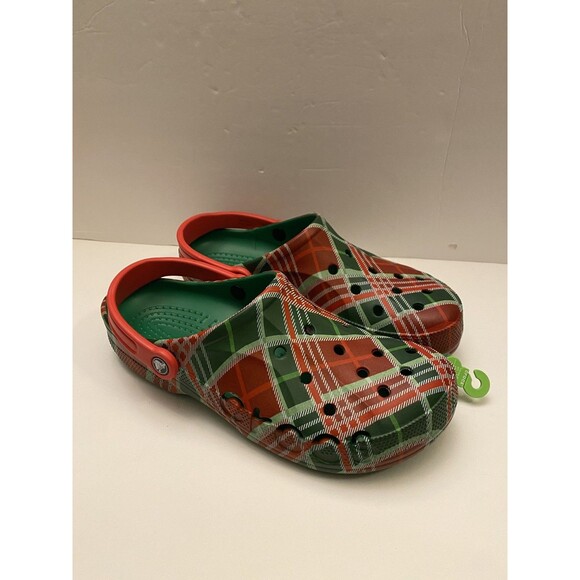 Crocs Baya Holiday Plaid Clogs Size 11 Men Christmas Red Green Comfort Sandals main image 2